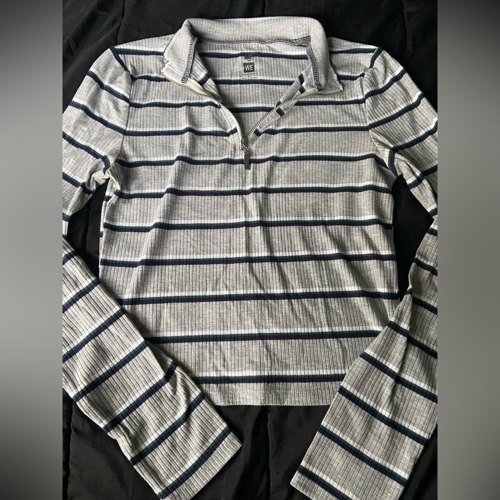 quarter zip long sleeve striped top